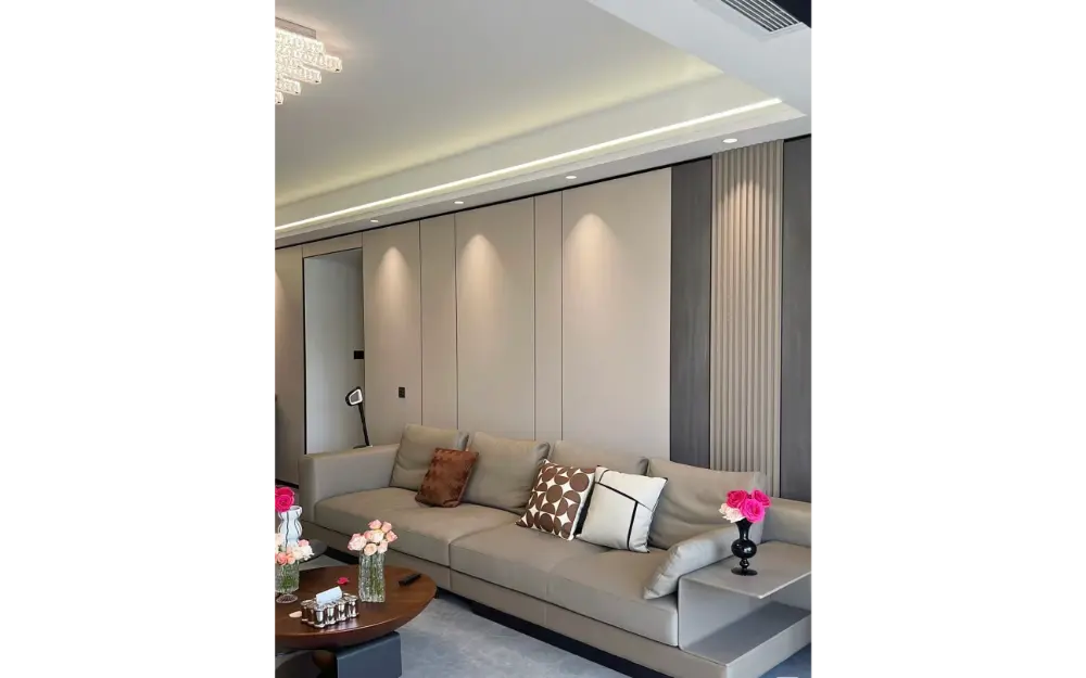 Luxury modern wall paneling ideas for a contemporary living room.