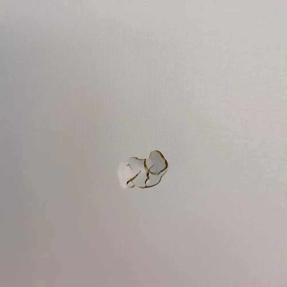 Panel de pared de madera tradicional agrietado y abollado en un área comercial.