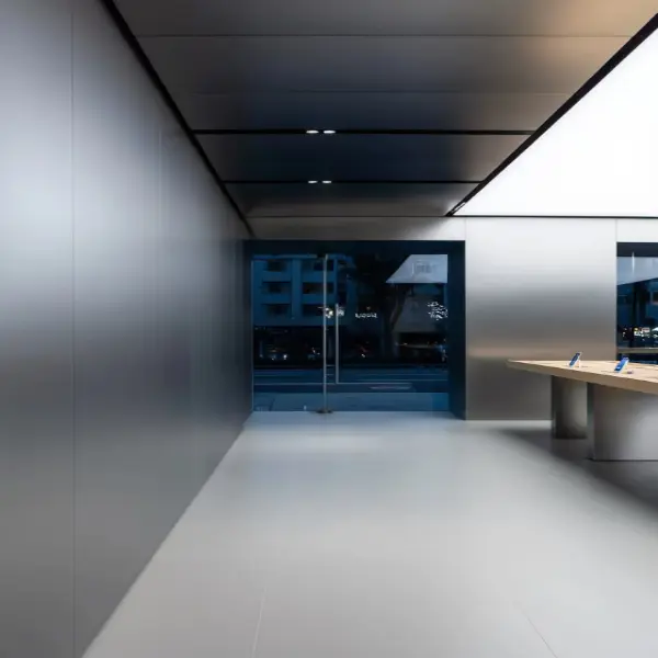 Paneles metálicos decorativos minimalistas para paredes de tiendas minoristas de lujo y showrooms modernos.