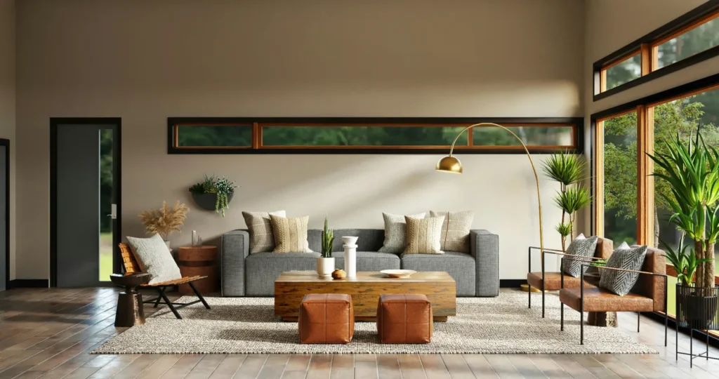Modern living room with SPC flooring